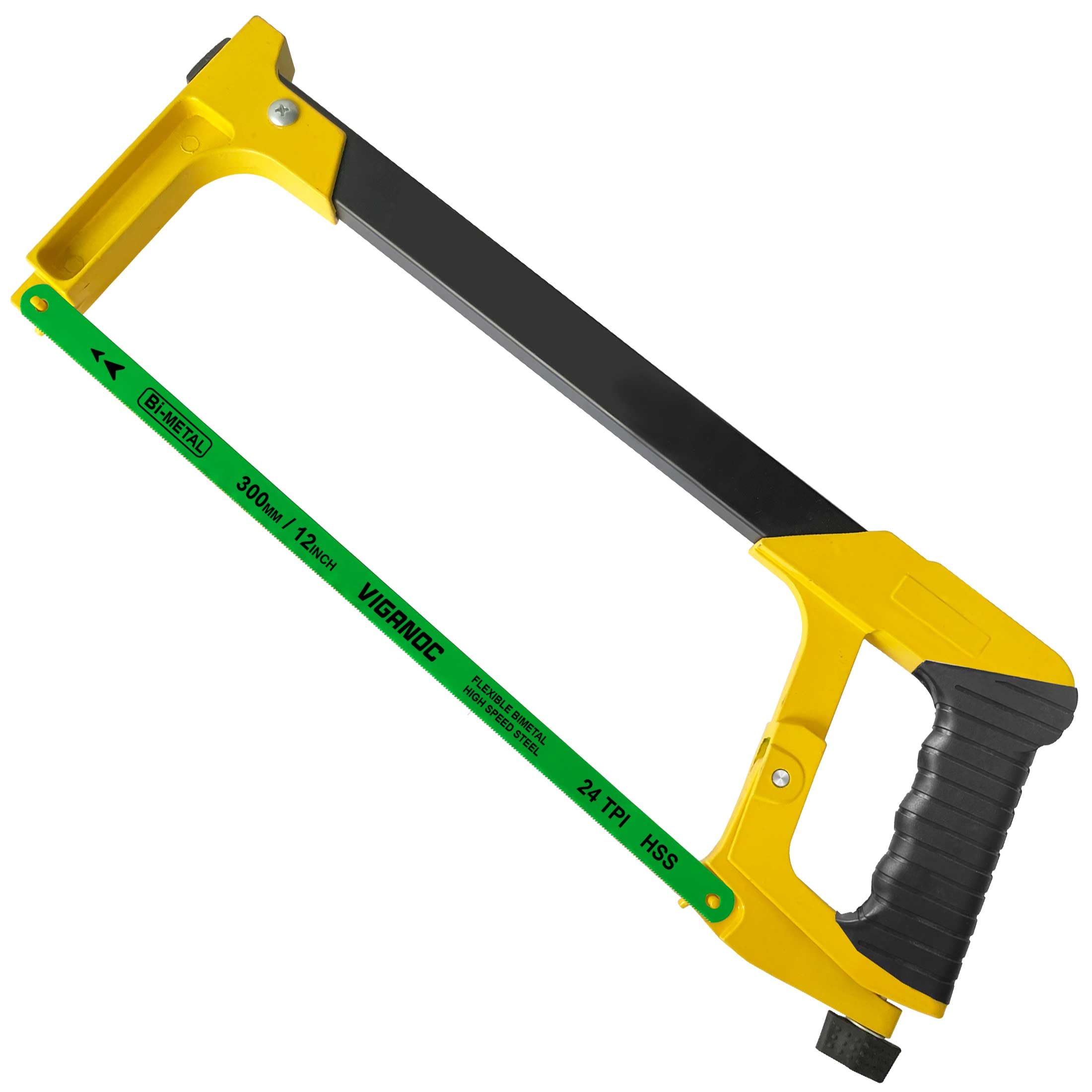 Viganoc 30cm Premium Hacksaw, 12-Inch Hack Saw Frame with 24 TPI Bi-Metal Blade, Metal Wood PVC Cutting