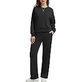 H Hellisal Womens Sweatsuits 2 Piece Sets 2026 Spring Travel Vacation Outfits Long Sleeve Wide Leg Pants Lounge Sets