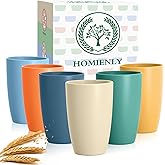 Homienly Unbreakable Plastic Cups Set Wheat Straw Cups 20 OZ Drinking Glasses Reusable Cups for Kitchen Outdoor Stackable Tumblers Water Glasses Drinking Set Freezer Dishwasher Safe (6 PCS, Multi)