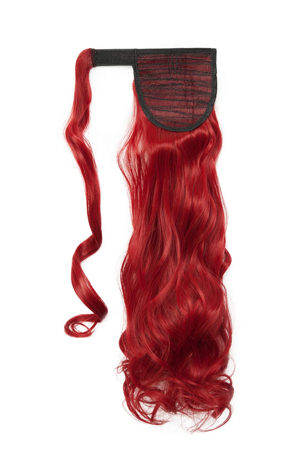 Ponytail Extension Wrap Around Long Straight Curly Clip in Ponytail Hair Extensions for Women Brown Black Blonde Hairpiece 24"-Curly, Dark Red
