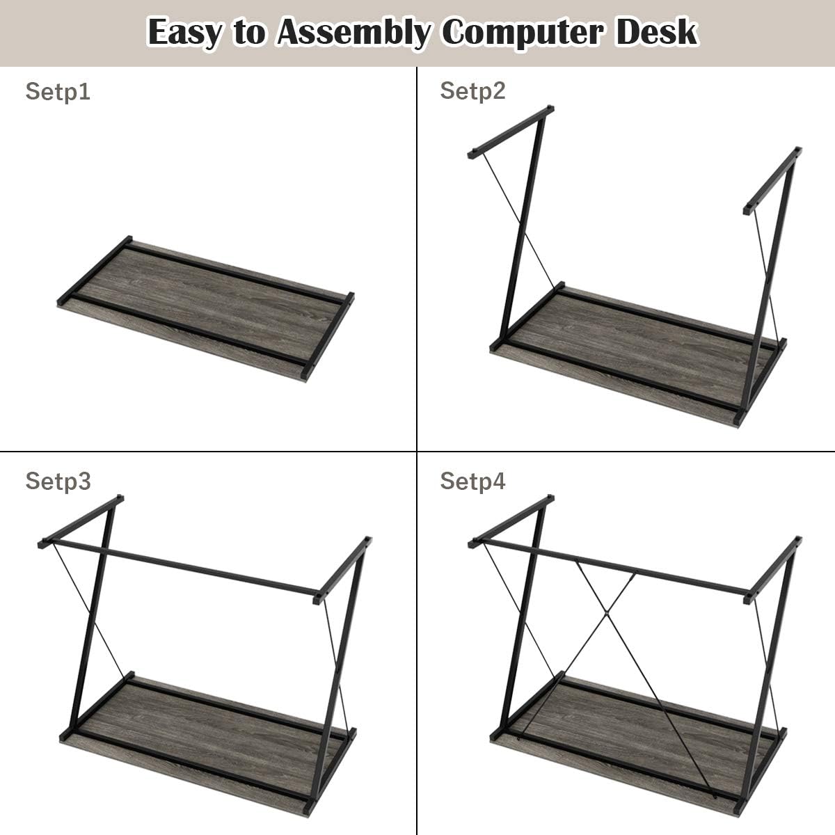 Domy Home Writing Computer Desk Simple PC Laptop Table Workstation for Home Office, Easy Assembly: Kitchen & Dining