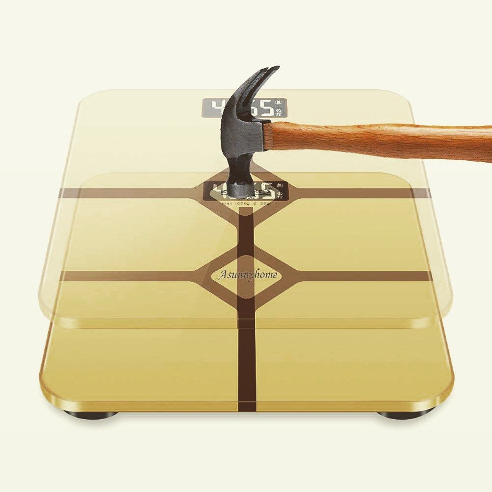 Digital Bathroom Scale with Step-On Function - Batteries Included, 400 pounds- Elegant Gold