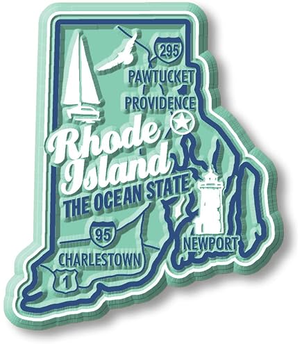 Rhode Island State Map & Landmarks Souvenir Fridge Magnet - Collectible PVC Magnet