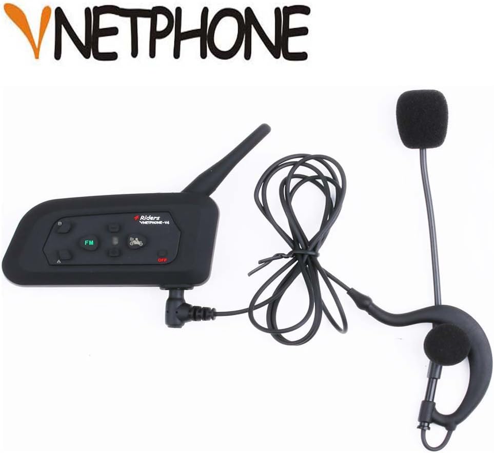 Vnetphone V4 Bluetooth Helmet Intercom Works with Football Referee Headset Monaural Earhook Earphone