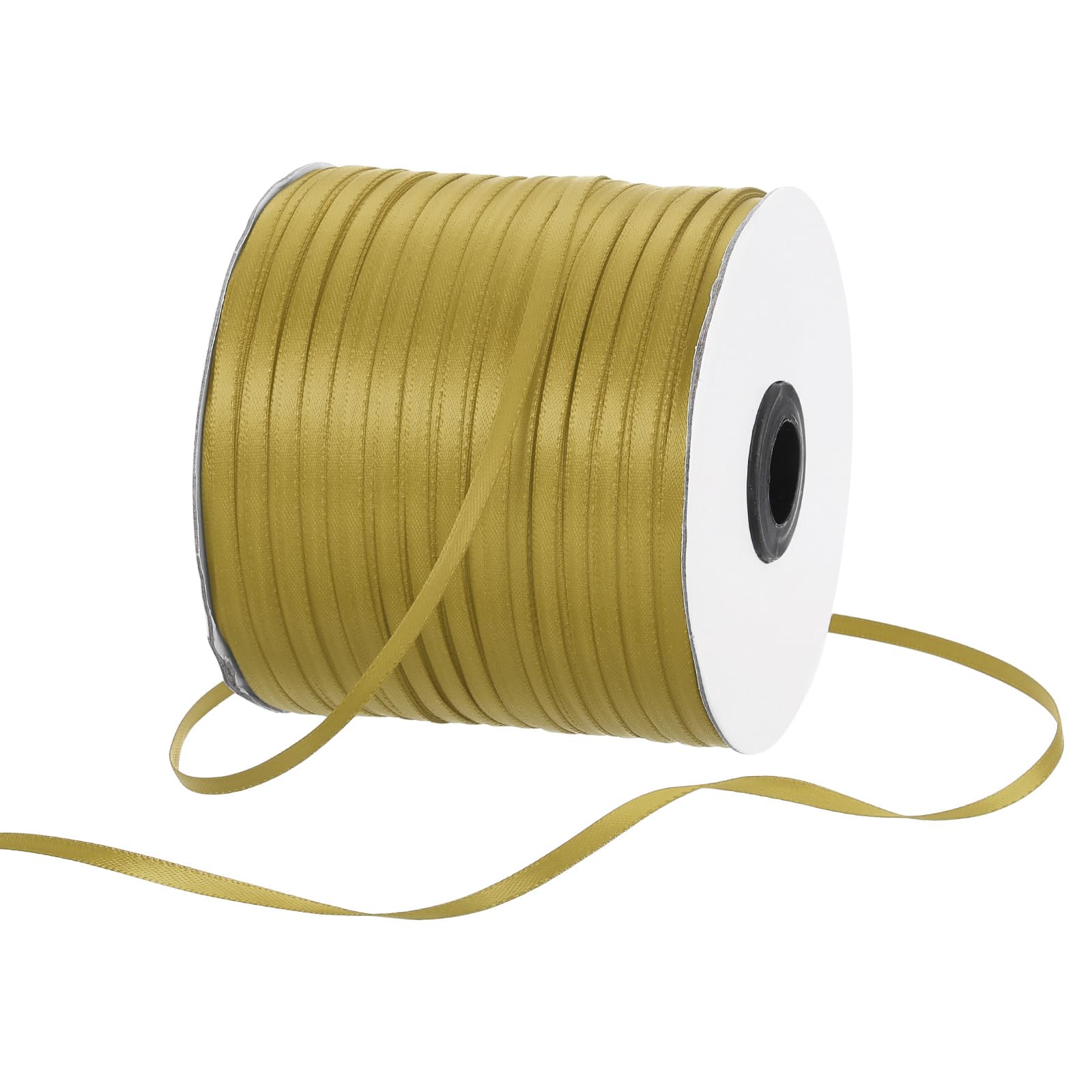 Rebower 3mm Satin Ribbon 457m Thick Double Face Grosgrain Silk Ribbon, [for Gift Wrapping, Hair Bows, Wedding, Cake, Flower] - 500 Yard/1500ft/Gold Yellow