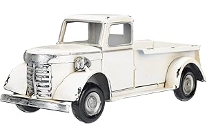 SOFFEE DESIGN 10in Collectible-Vehicles Classic Truck, Pick-up Model Iron Decorations, Collectible Figurine Desktop Car Wine Holder for Home Decor, White