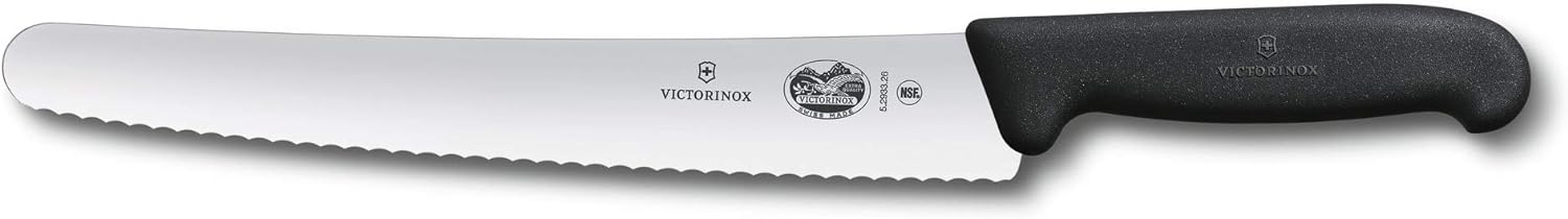 Victorinox Konditorsäge mit Wellenschliff (26cm Klinge, Rutschfester Griff, Rostfrei, Edelstahl, Spülmaschinengeeignet) schwarz