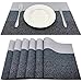 Familamb Placemats for Dining Table Set of 6 Woven Vinyl Washable Table Placemats Table Decoration Heat Insulation Stain Resistant Grey