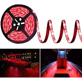 HOKIION Pontoon Led Boat Lights, 20FT Marine Led Strip Lights, Waterproof Boats Interior Light, Under Gunnel Light, Boat Deck Lighting, Night Fishing Lighting with Extension Cable for Boats (Red)