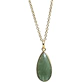 Gempires Natural Gemstone Teardrop Pendant Necklace for Women | 14K Gold Plated Chain Jewelry | Handmade Faceted Gemstone Drop Pendant | Hypoallergenic Birthstone Necklace | Dainty Everyday Gift for Her – Amazonite Moonstone Amethyst Labradorite Carnelian and More