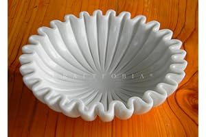 CRAFTFOBIA HandCrafted Marble Bowl/Antique Scallop Bowls/Fruit holder/Vintage Ring Dish gift/Marbles Decorative Bowls, Ruffle Flower Bowl/Marble Fluted dish, deco Jewelery (7 inches)