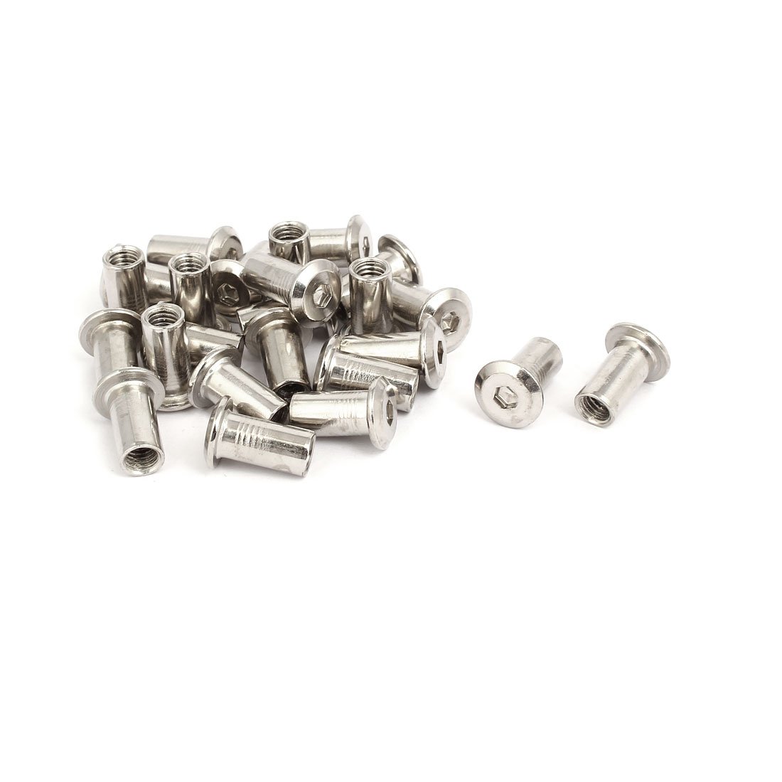 Sourcingmap M6x15mm Female Thread Hex Socket Head Barrel Nut Furniture Fittings 24pcs