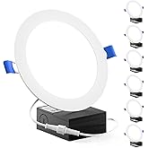 Sunco Lighting 6 Pack 6 Inch Ultra Thin LED Recessed Ceiling Lights, 6000K Daylight Deluxe, Dimmable, 14W, Wafer Thin, Canless with Junction Box