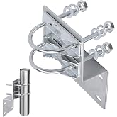 Pole Mounting Bracket Double U Bolt Clamp V Jaw Bracket Not Pole | Mast Mount Bracket Heavy Duty for Outdoor Antenna Pole with Double U Bolt Clamp V Jaw Design Pole Not Included
