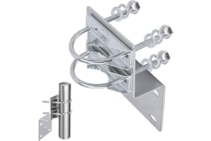 KISHYA Pole Mounting Bracket, Antenna Mount Bracket, Heavy Duty Antenna Pole Mount, Outdoor Antenna Pole Mast Mount Bracket with Double U Bolt Clamp V Jaw Bracket Not Include Pole