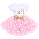 IMEKIS Baby Girls 1st 2nd Birthday Dress Polka Dots Tulle Tutu Cake Smash Summer Party Photo Props