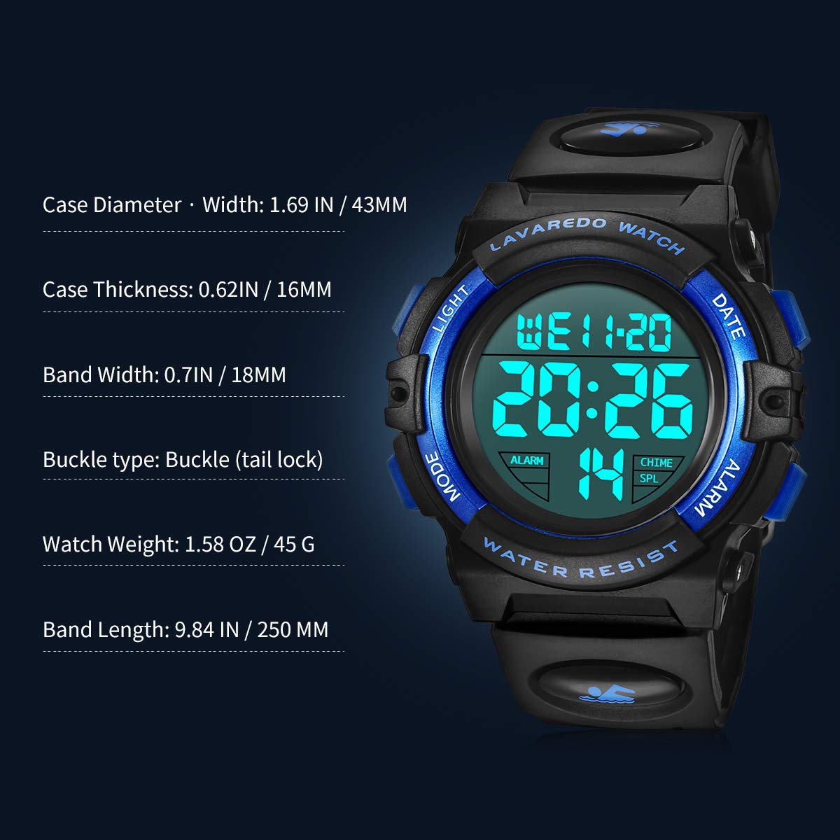 NN BEN NEVIS Boys Watch, Kids Digital Watch for 5-15 Year Sport Outdoor Multifunction Chronograph 50M Waterproof Alarm Calendar, Kids Watch with Colorful Backlight