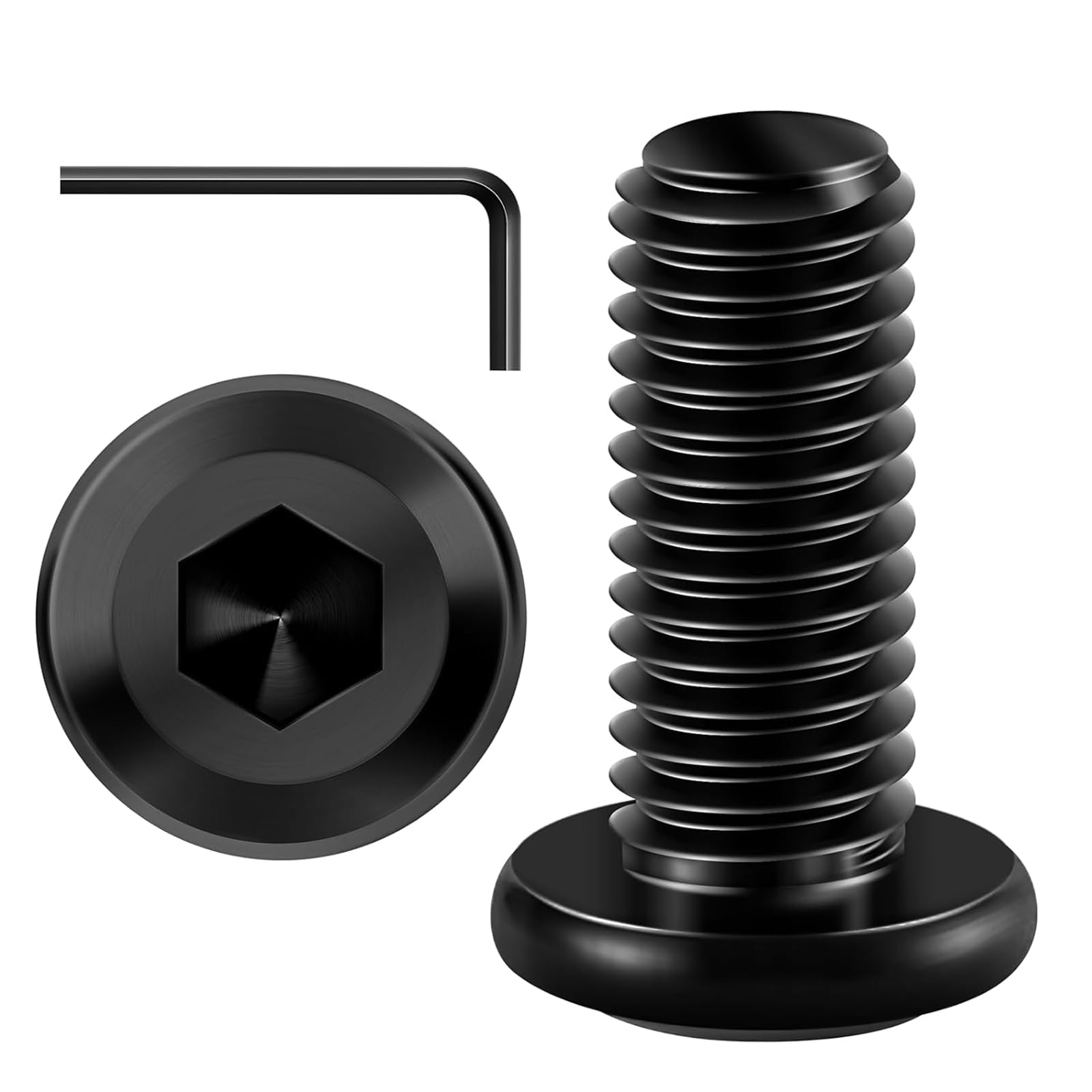 20PCs M8 x 20 Flat Head Screws, Hexagon Socket, Stainless Steel A2 V2A, Full Thread Black Oxide with Hex Key โ image 1