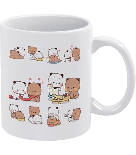 Chope à Bière En Verre 400 Ml Avec Motif Ours Et Panda Bubu Dudu - Impression Haute Qualité, Poignée Classique