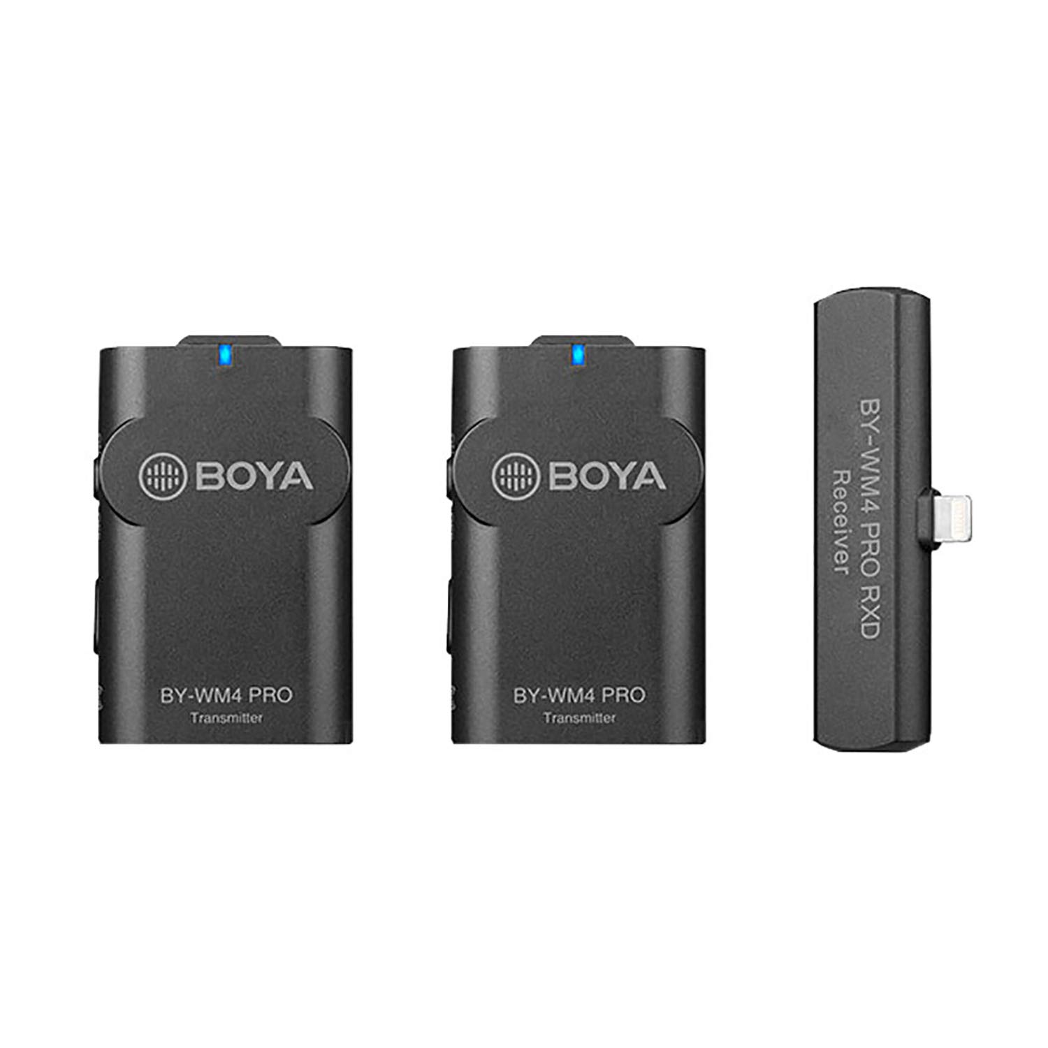 BOYA by-WM4 Pro Wireless Lavalier Microphone System 2 Transmitters with 1 Lighnting Connector Receiver for iPhone iPad iOS Devices Live Stream Broadcasting Blog — image 1