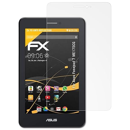 atFolix Panzerfolie kompatibel mit Asus Fonepad 7 ME175CG Schutzfolie, entspiegelnde und stoßdämpfende FX Folie (2X)