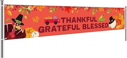 Amazon Com Large Happy Thanksgiving Banner Decor Thanksgiving Turkey Maple Leaves Pumpkin Banner Thanksgiving Outdoor Decorations For Happy Thanksgiving Day Celebration Home Decor Party Favors 8 2 X 1 5 Feet Toys Games
