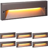 LEONLITE 6-Pack 10.6 Inch 5CCT Low Voltage LED Step Lights, Surface Mount | 12&ndash;24V AC/DC, 6W, Ultra-Slim Landscape Stair Lights, IP65, Outdoor Lighting for Decks Hardscapes, Aluminum, Oil Rubbed Bronze