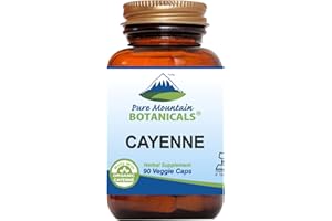 Pure Mountain Botanicals Cayenne Pepper Capsules - 90 Kosher Vegan Caps with 500mg Organic Cayenne Pepper with Capsaicin