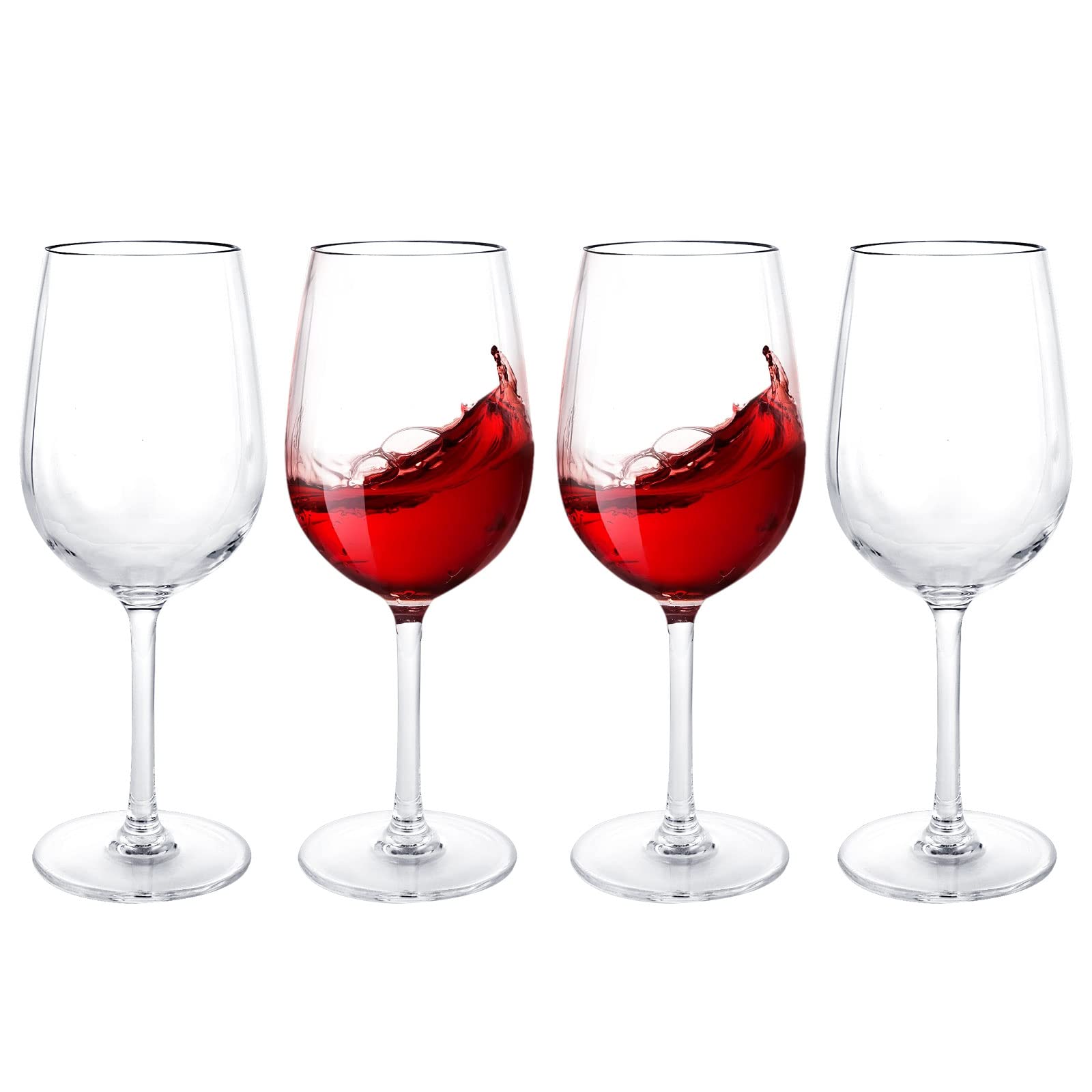 JMIATRY Plastic Wine Glasses Set of 4, 550ml/19oz Plastic Red Wine Glasses Reusable, Unbreakable Long Stemmed Plastics Wines Glass for Wedding, Christmas, Picnics, Camping, Hot Tubs and Pools