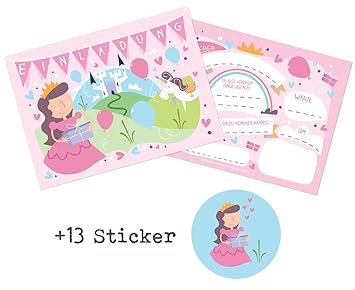 Cardwheels 12 Biglietti Di Invito Principessa Per Compleanno