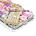 iPhone X Case, iPhone Xs Case, Mavis's Diary Full Edge Protective Plastic Case, 3D Handmade Crystal Clear Bling Diamonds Shiny Rhinestone Gold Crown Key Pink Bowknot Hard PC Cover for iPhone X/Xs