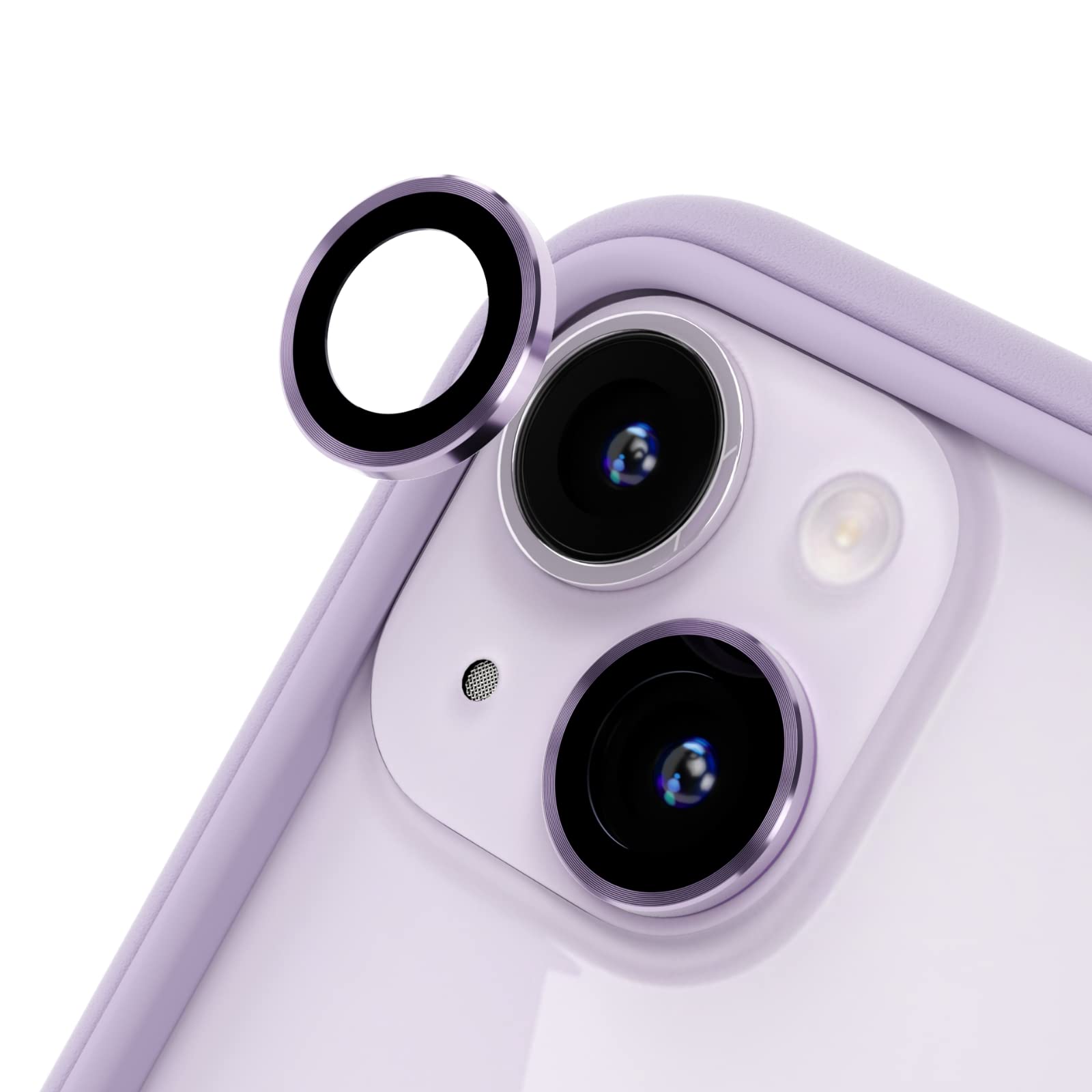 RHINOSHIELD Camera Lens Protector Compatible with [iPhone 14/14 Plus] | Impact Protection - High Clarity and Scratch/Fingerprint Resistant 9H Tempered Glass with Aluminum Trim - Purple