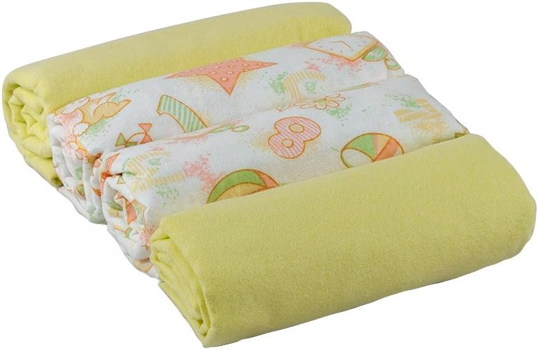 Junior Joy Swaddle Flannel Blankets (Pack of 4, Yellow)