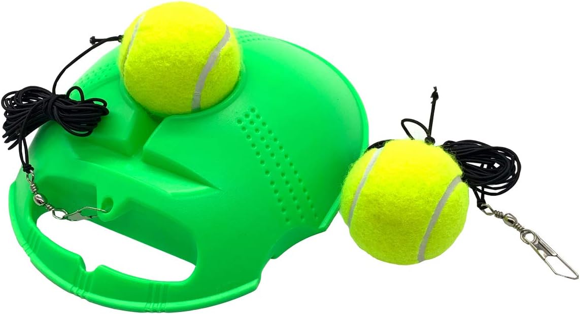 TaktZeit Tennis Trainer Rebound Baseboard Self Tennis Training Tool Ball Back Training Gear with 2 String Balls (Flash Green-1.0) : Sports & Outdoors