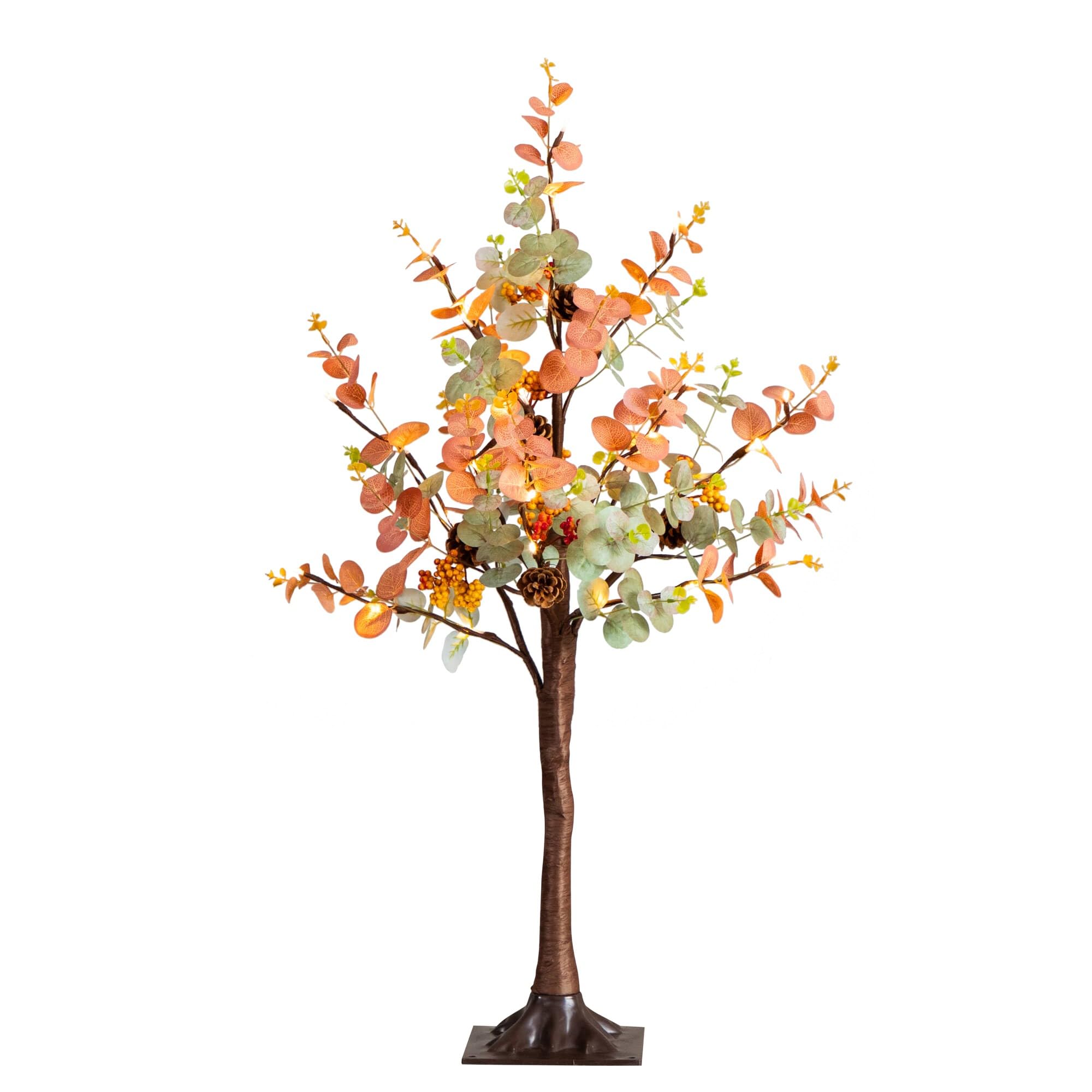 Photo 1 of ***FACTORY SEALED***Nearly Natural 3ft Pre-Lit Autumn Eucalyptus Artificial Fall Tree with Pinecones, Berries and 36 Warm White LED Lights
