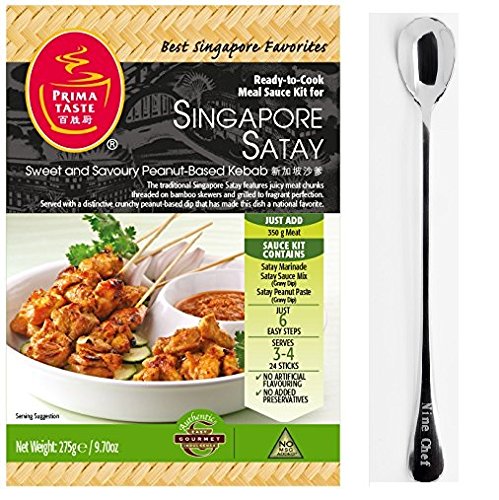 Prima Taste Ready to cook sauce kit for Singapore Kebab Satay (4 Pack)+ One NineChef Spoon