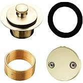 HIDROP Gold Brushed tub Drain Lift &Turn Tub Trim Set with Two-Hole Overflow Faceplate Conversion Kit Assembly, Hidrop Bathtu