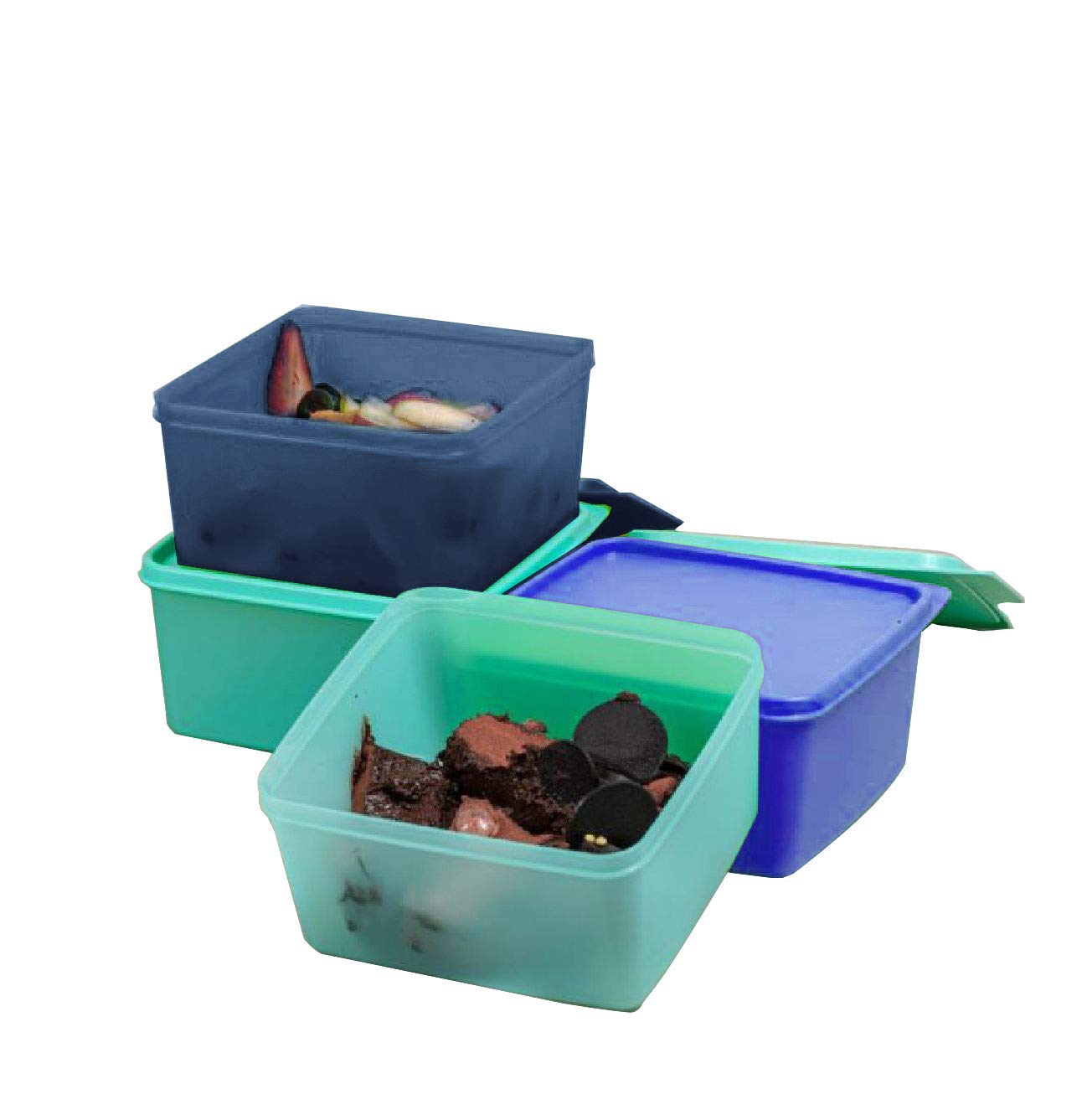 Tupperware Plastic Storage Jar Set 1.2 liter, 4 Pieces, Blue Amazon