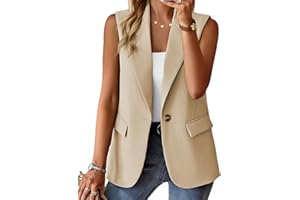 MINA SELF 2025 Women's Spring Sleeveless Vest Blazer Fully Lined Fashion Casual Open Front Work Office Tops Jacket Pockets