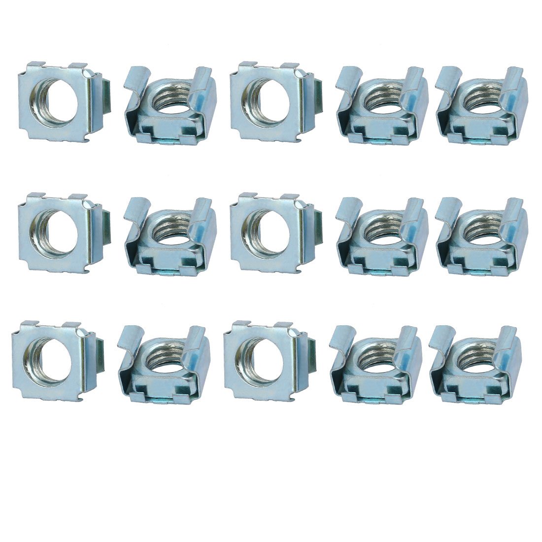 Sourcingmap 15pcs M10 Carbon Steel Captive Cage Nut Silver Tone for Server Shelf Cabinet
