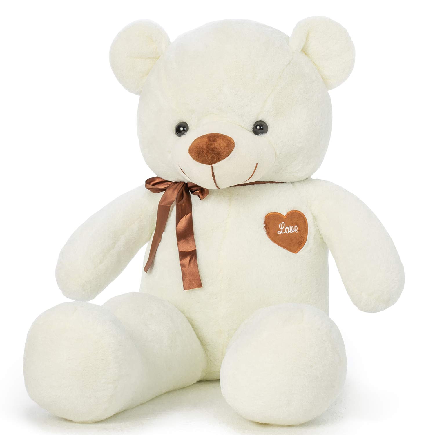 YunNasi Giant Teddy Bear Big Teddy Bear Large Stuffed Animal Toy Plush Teddy Doll With Love Heart and Ribbon (31.5 Inches/80cm, White)