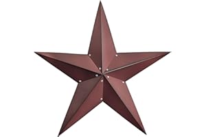 VIVICOMFY 36" Large Barn Star-Red Black Barn Star Outdoor Decoration-Metal Stars for Outside Texas Stars Art Rustic Vintage Western Country Home Farmhouse Primitive House Decor- Primitive Wall Décor
