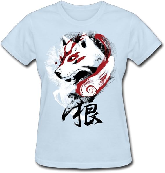 Amazon Co Jp 顔春 16 夏 Wolf 狼 漢字 守り レディース 半袖ｔシャツ ライトブルー Xl 服 ファッション小物