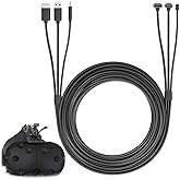 Skywin 3 in 1 Round VR Backpack Cable - 1 Meter/3.2 Feet - Black | Compatible with HP Z VR Backpack &amp; HTC Vive, For Linkbox and Headset Connection