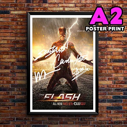 A2 Large The Flash TV Series Print Cast Grant Gustin Wentworth Miller Candice Patton Stephen Amell SIGNED POSTER PRINT