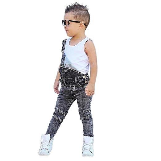 Trada Kinderjeans, Bekleidung Kleinkind Kind Jungen und Mädchen Sommer Frühling ärmellose Jeans Strampler Overalls Backless H