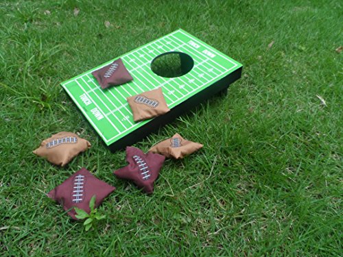 SPORT BEATS Sportbeats Mini Portable Cornhole Toss Game with 4 Bean Bags,Great for Fun and Stress Relief,Football Design