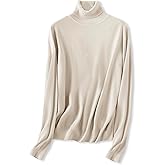 SANGTREE Women's Pullover Turtleneck Sweater Cotton & Modal Long Sleeve Soft Lightweight Tops