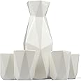 5 Piece Traditional Japanese Sake Set, 1 Tokkuri Bottle 4 Ochko Cups