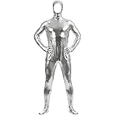 Aniler Men's and Women's Shiny Metallic Open Face Zipper Stretchy Zentai Bodysuit
